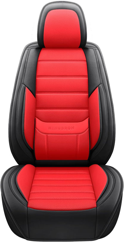 MINGBRON Car Seat Cover Full Set, Leather Car Seat Cover, Waterproof Seat Covers, Car Seat Cushion, Nappa Leather Seat Covers Car Seat Protector Universal Fit Most Cars Black