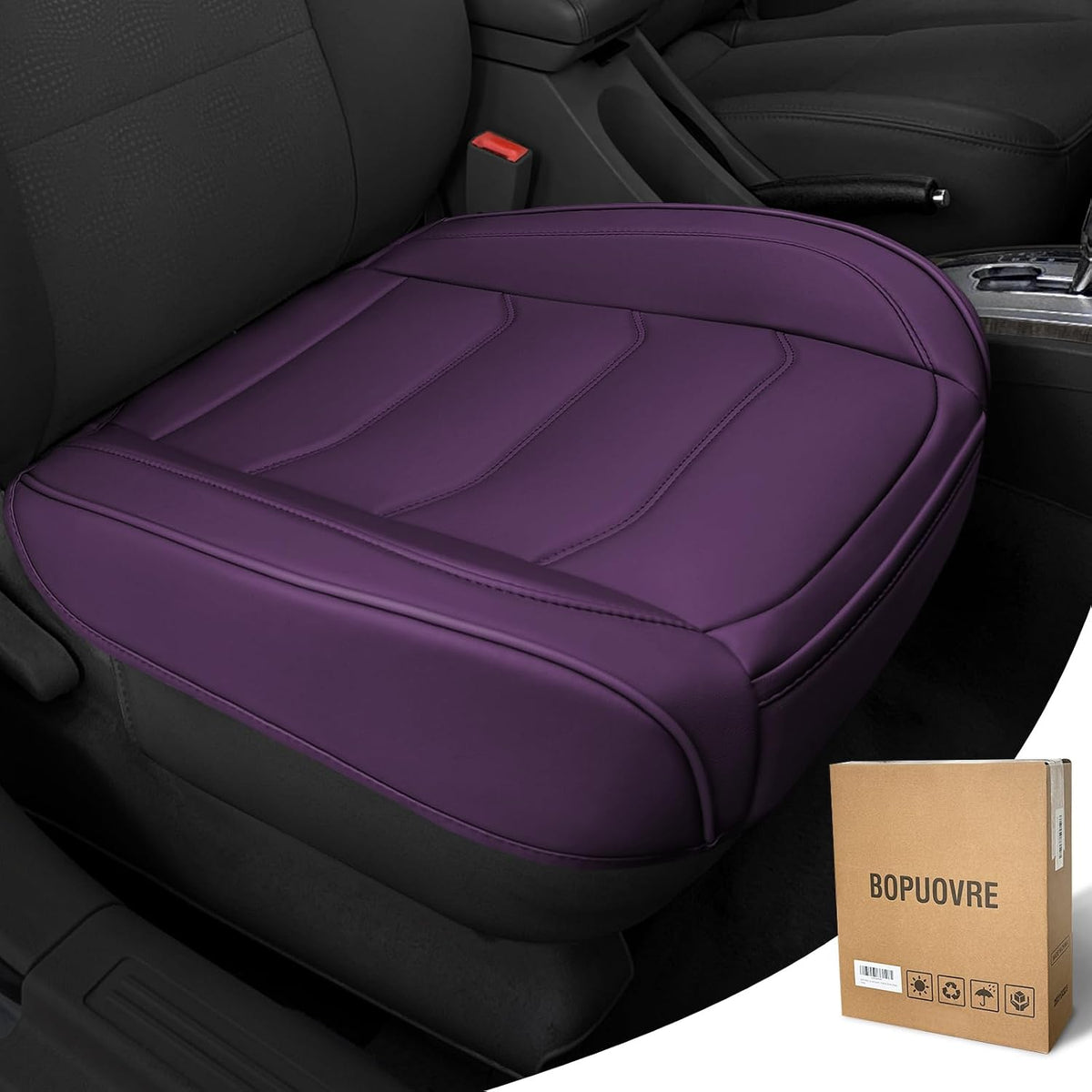 BOPUOVRE Car Seat Cover for Luxury & Comfort - PU Leather, Anti-Slip, Full Wrap Protection with Storage Pocket for Bottom Cushion - Universal Fit for 95% of Vehicles (Black,1 Piece)