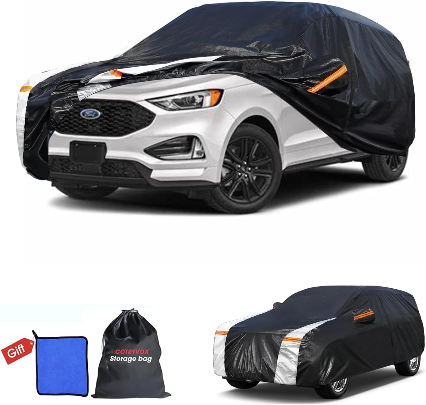Large SUV Car Cover for Chevy Suburban 100% Waterproof All Weather, Heavy Duty Outdoor Full Exterior Covers Rain Sun Wind UV Protection. - Colors D