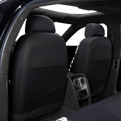 Flying Banner Carbon Fiber Leather Vehicle Seat Covers, Leopard Gray Black, Universal Fit - 8PCS