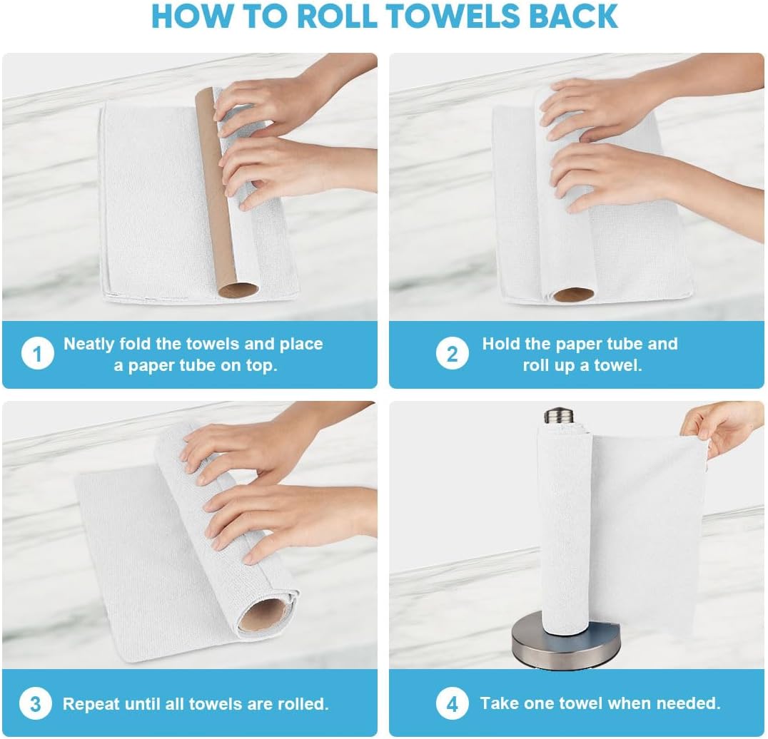 AIDEA Microfiber Cleaning Cloth Roll, Grey 75PK, Reusable Paper Towels Tear Away Cloth, Microfiber Towels for Cars, Wash Cloths, Lint Free Rags for House, Kitchen,Window,Cleaning Supplies 11.5"×11.5"