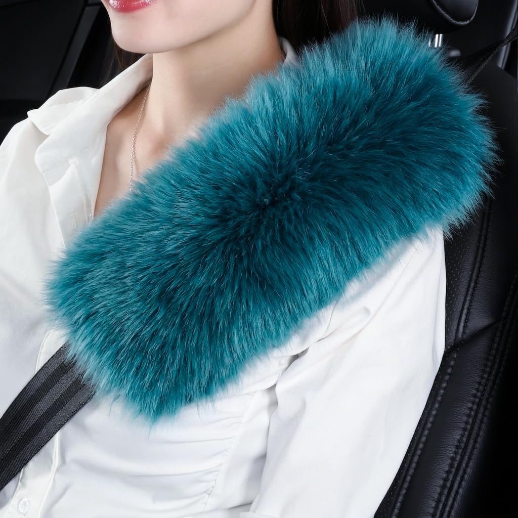 OGLAND Authentic Sheepskin Car Seat Belt Pad,2 Pack Soft Seat Belt Cover for Shoulder Pad Neck Cushion Protector Car Accessories by Genuine Natural Merino Wool (Misty Gray) - Colors B