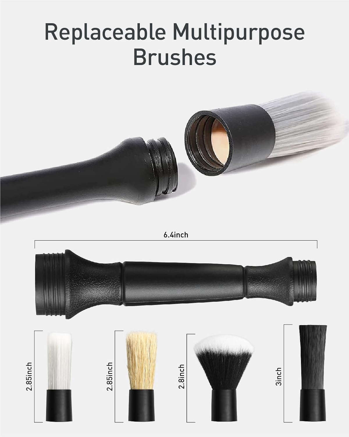 Fantasticlean 9PCS Car Interior Detailing Set, Microfiber Cloth & Applicator, Single-Head Detailing Brushes, Natural Bristles, Scratch-Free & Ultra-Soft for Seats Leather Care or Cleaning