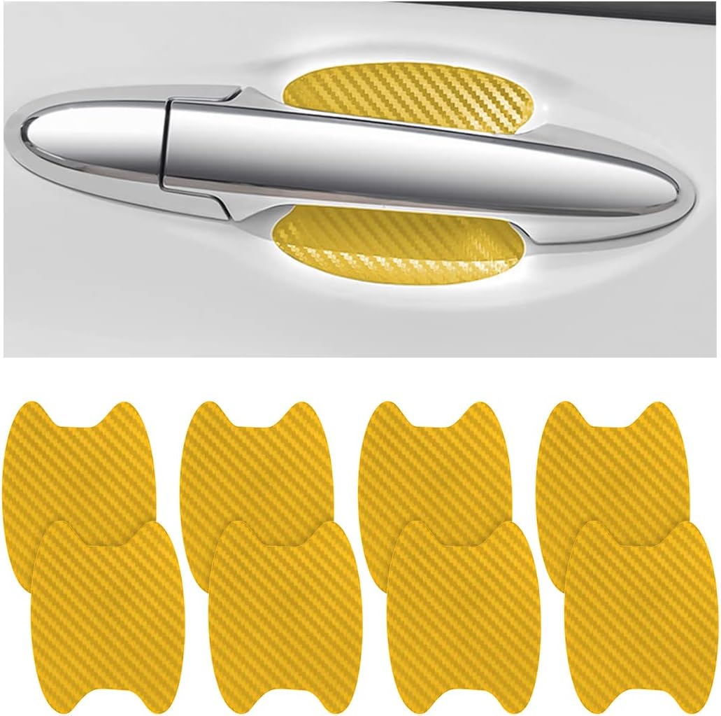 4PCS Sticker, Carbon Fiber Anti-Scratches Car Door Cup Protector, Non-Marking Auto Door Handle Protective Film, Universal for Most Car Handles (Black/4PCS)
