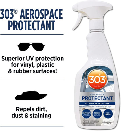 303 Products Marine Aerospace Protectant Spray, UV Protection for Boat Vinyl & Surfaces – Repels Dust, Dirt & Staining, Matte Finish, Restores Like-New Appearance, 32 oz