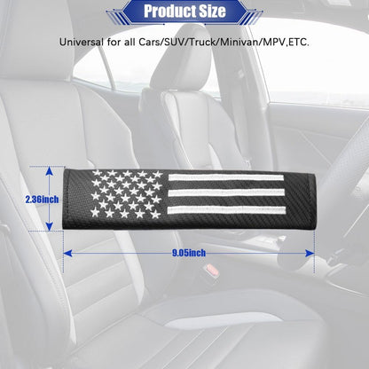 JDDRY 2PC Car Seat Belt Covers Pads,Seatbelt Strap Cover,Seat Belt Shoulder Strap Pads,Carbon Fiber Leather Car Interior Accessories(2Pack,Black-USA Flag)