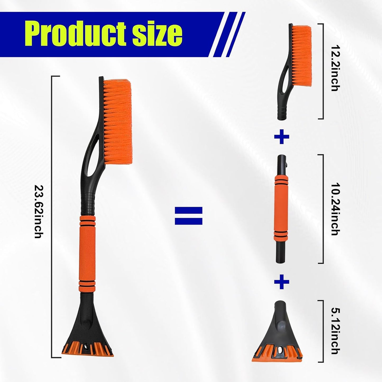Dickno 24 Inch Car Snow Scraper and Brush, Detachable Scratch Free Ice Scraper with Ergonomic Foam Grip, Universal Winter Snow Removal Tool for Car Windshield Window (Black)