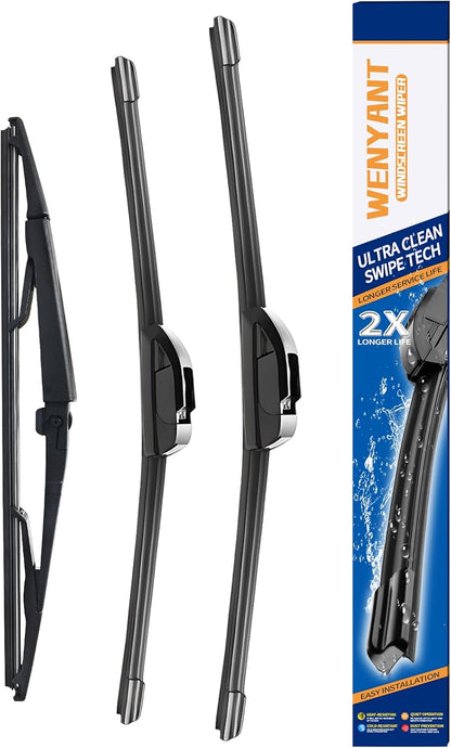 26"/19"/16" Windshield Wipers Compatible with Toyota Prius 2010-2015 Front and Rear Wiper Blades for My Car Automotive Replacement (Set of 3) - Colors B