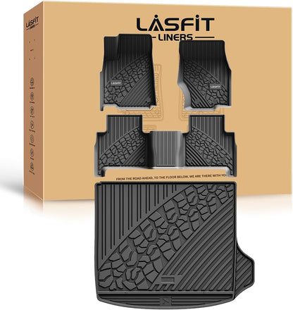 LASFIT Floor Mats for Jeep Grand Cherokee WL 2022-2025 2026 5-Seat (Include 4xe, NOT for L), All Weather TPE Custom Fit Car Mats Floor Liners Cargo Liner Cargo Mat Trunk Mat Black