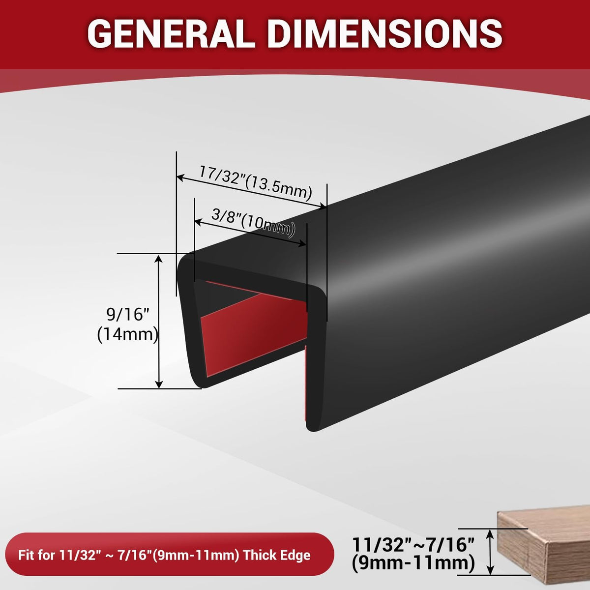 Rubber Edge Trim, 1/16" Self Adhesive Flexible U Channel Edge Protecter for Sheet Metal, Car Doors, U Shaped Sharp Edge Guards, Fit for 0-5/64" Wide Edge, Black Color, 10Ft, EPDM Material