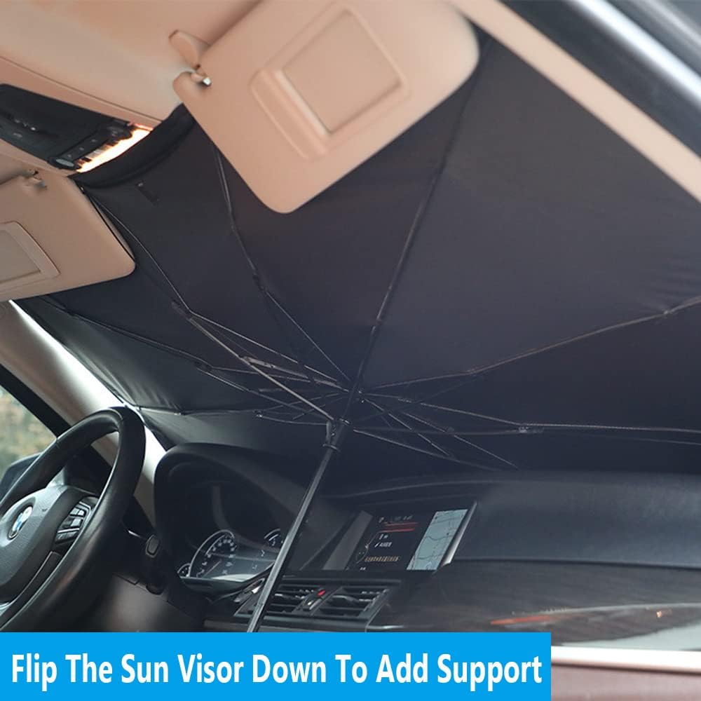 Windshield Sun Shade 2025 Car Accessories 100% Blackout Car Front Windsow Shades Umbrella Automotive Sun Visor Block Heat Insulation Protection (Black Eyes)