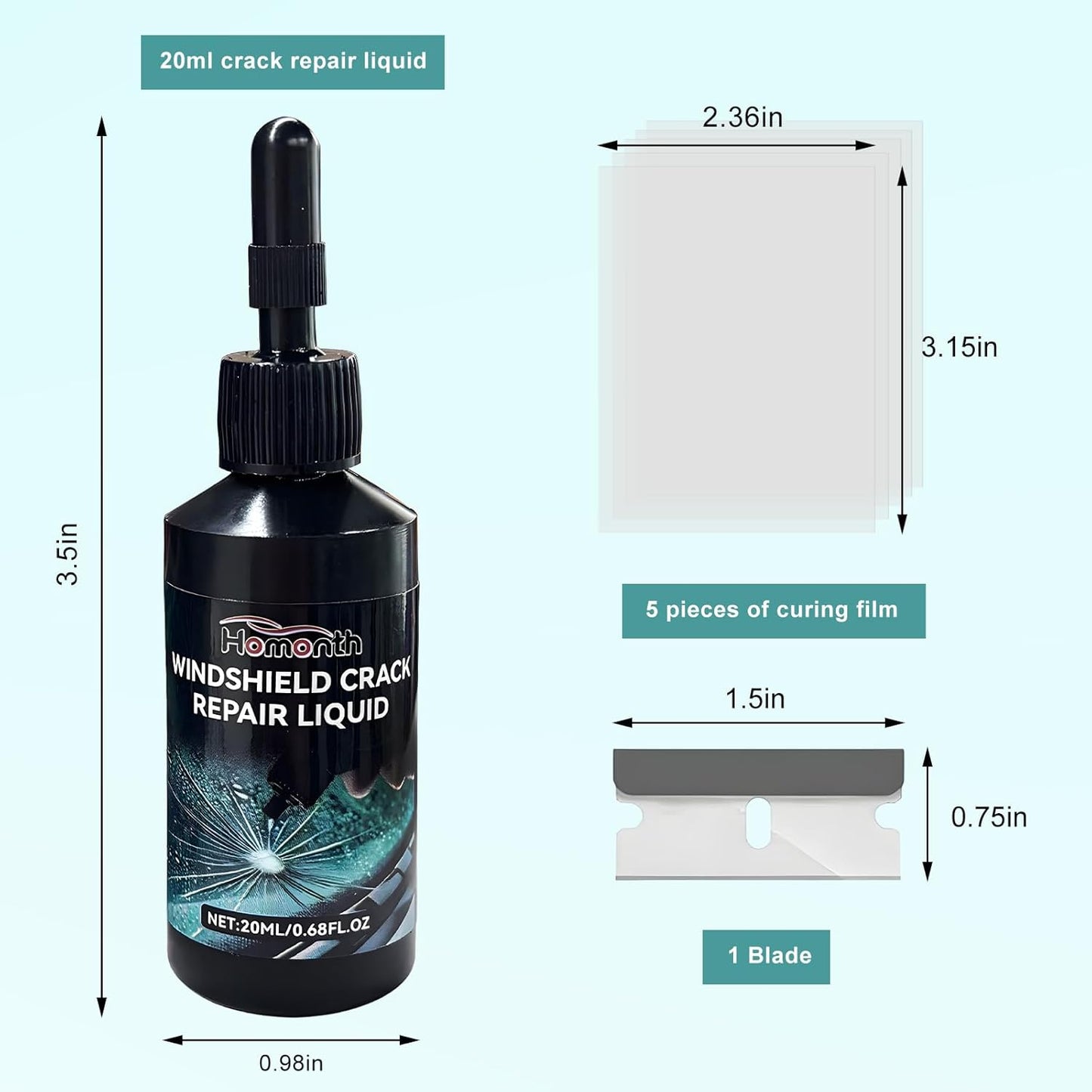 Windshield Crack Repair Kit, Quick Car Window Cracks Gone Glass Scratch Repair Liquid, Long-Lasting Windscreen Filler Tool Resin Fluid for Cracks Chips Star-Shaped Damage