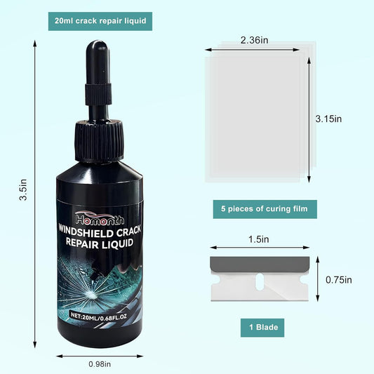 Windshield Crack Repair Kit, Quick Car Window Cracks Gone Glass Scratch Repair Liquid, Long-Lasting Windscreen Filler Tool Resin Fluid for Cracks Chips Star-Shaped Damage