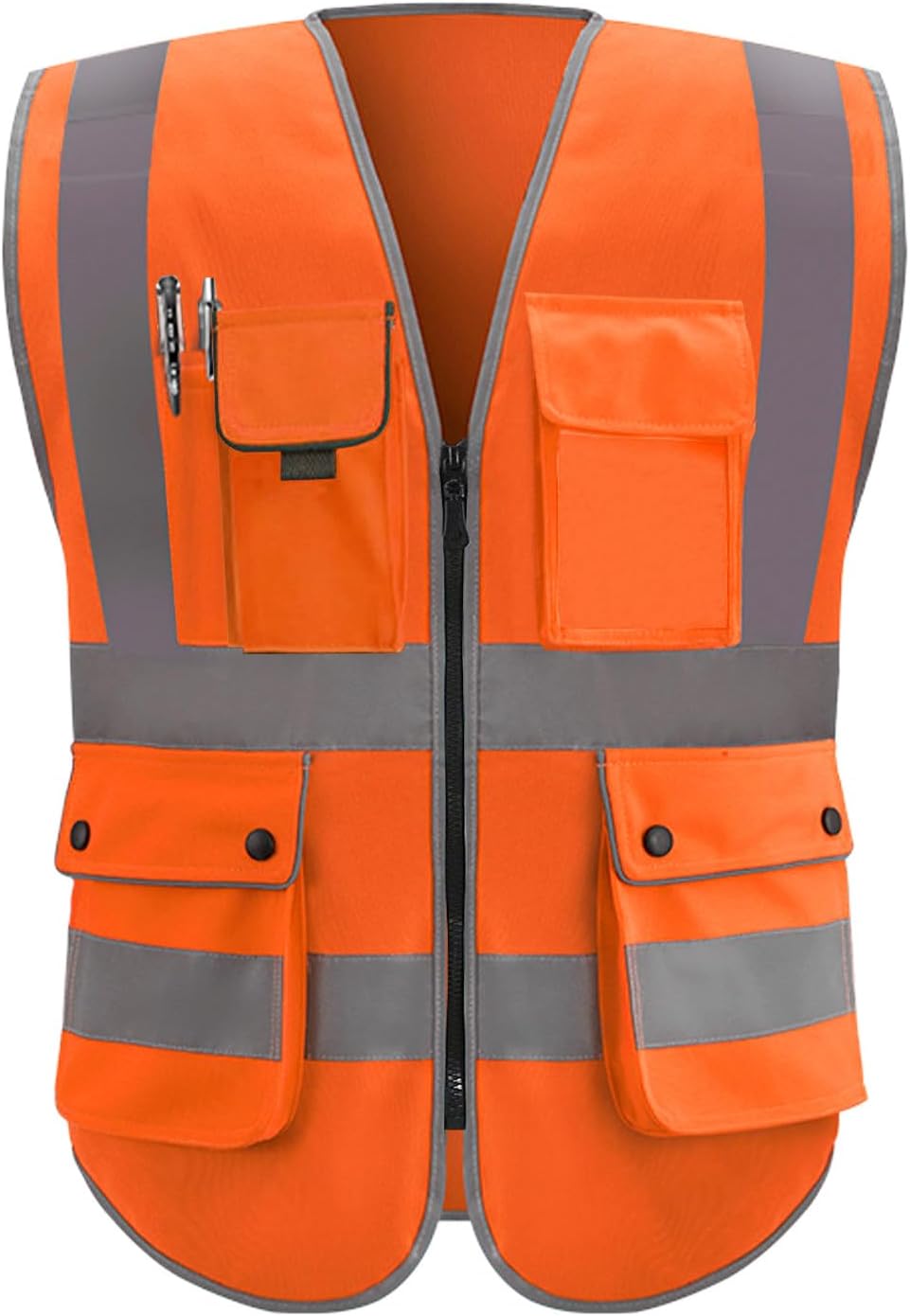 XIAKE Reflective Safety Vest for Men & Women High Visibility Class 2 Vest with Pockets Meets ANSI Standards