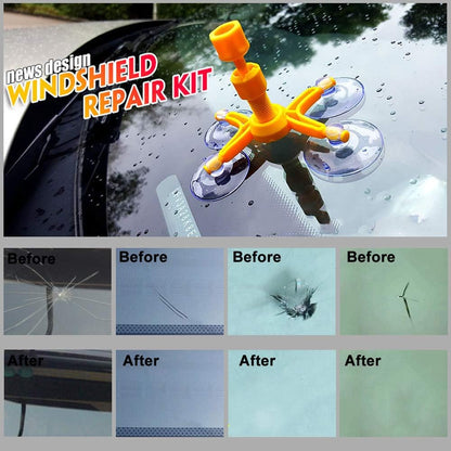 GLISTON Car Windshield Repair Kit for Auto Windscreen Chips and Cracks, Bulls-Eye, Spider Web, Star-Shaped, Nicks