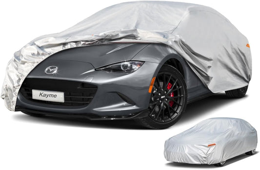 Kayme Sedan Car Cover Waterproof All Weather for Automobiles - See Vehicle Size Chart for Accurate Fit - Outdoor Full Exterior Cover Sun Rain Snow UV Protection with Zipper. Size A4 (See Size Chart)