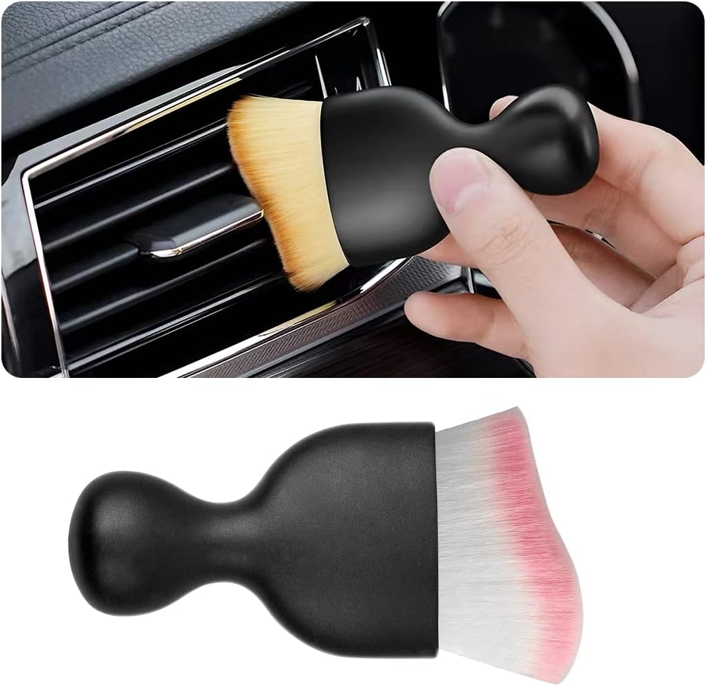 Blilo Car Interior Detailing Brush, Auto Soft Hair Cleaning Brushes, Curved Dirt Dust Collectors, Removal Tool for Dashboard Air Conditioner Vents Leather, Scratch Free (Black/1PCS)