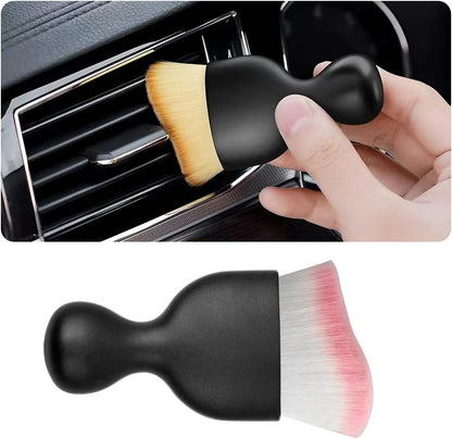 Blilo Car Interior Detailing Brush, Auto Soft Hair Cleaning Brushes, Curved Dirt Dust Collectors, Removal Tool for Dashboard Air Conditioner Vents Leather, Scratch Free (Black/1PCS)