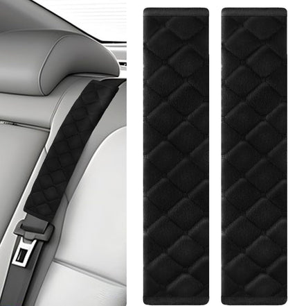 2Pcs Car Seat Belt Padding10.6In (27cm) Car Seat Belt Shoulder Strap Cover Car Accessories Interior,Soft Shoulder Strap Covers Seat Belt Protector Make Neck and Shoulders More Comfortable(Black)