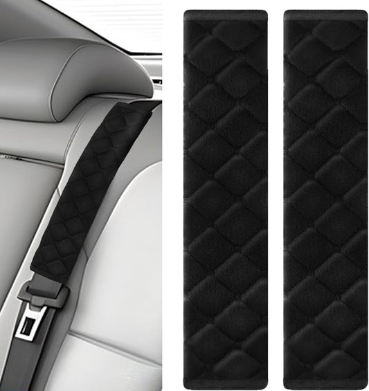 2Pcs Car Seat Belt Padding10.6In (27cm) Car Seat Belt Shoulder Strap Cover Car Accessories Interior,Soft Shoulder Strap Covers Seat Belt Protector Make Neck and Shoulders More Comfortable(Black)