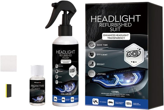 Car Headlight Restoration Kit,Yellowing Remover & Ceramic Coating for All Vehicle Types,Multifunctional Automotive Headlamp Cleaner and Restorer Kit (1 Kits)