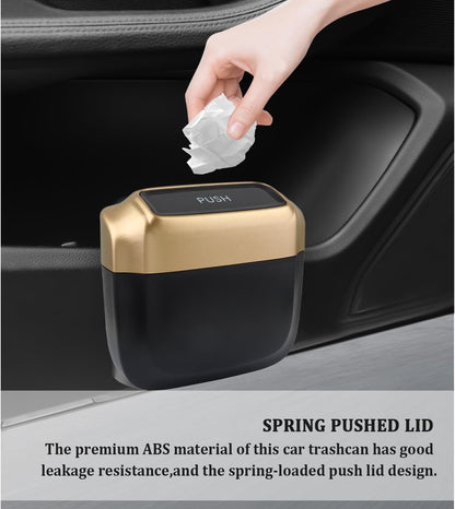 IHOTDER 2PCS Car Trash Can with Lid + 60PCS Garbage Bags,Mini Trash Can Interior Accessories for Door/Seat/Center Console/Home/Office,Multifunctional Car Organizers and Storage (Black)