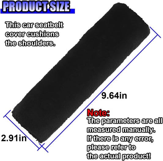2PCS Car Seat Belt Cover Pads - Soft Faux Sheepskin Seat Belt Shoulder Strap Cover Harness Pad for Comfortable Driving - Universal Fluffy Car Seatbelt Cushion Protect Shoulder&Neck (Black)