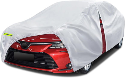 6 Layers Car Cover Waterproof All Weather for Automobiles, Size A3 with Zipper Cotton Fit for Toyota Camry, Honda Accord, Ford Mustang, Chevy Camaro/Malibu,Kia Optima/K5 (187-198 inch)