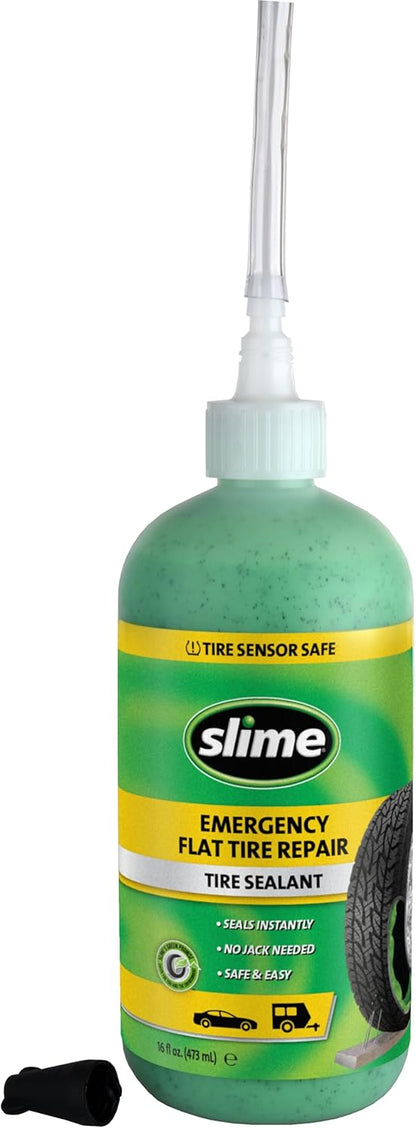 Slime 50107 Flat Tire Puncture Repair, Smart Spair, Emergency Kit For Car Tires, Includes Sealant And Tire Inflator Pump, Suitable For Cars And Other Highway Vehicles, 15 Min Fix