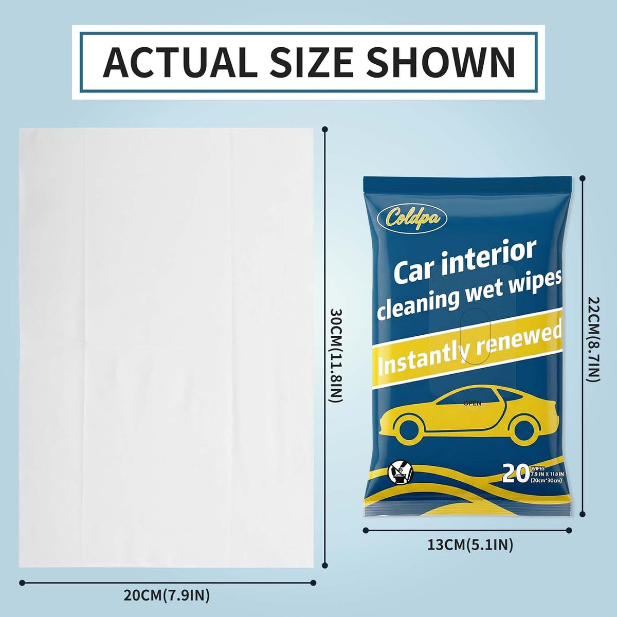 Car Cleaning Wipes, Multipurpose Vehicle Interior Surface Wipes, Soft Disposable Cleaning Cloth for Car Dashboard Seat Door Panel Glass Dust & Stain Removal