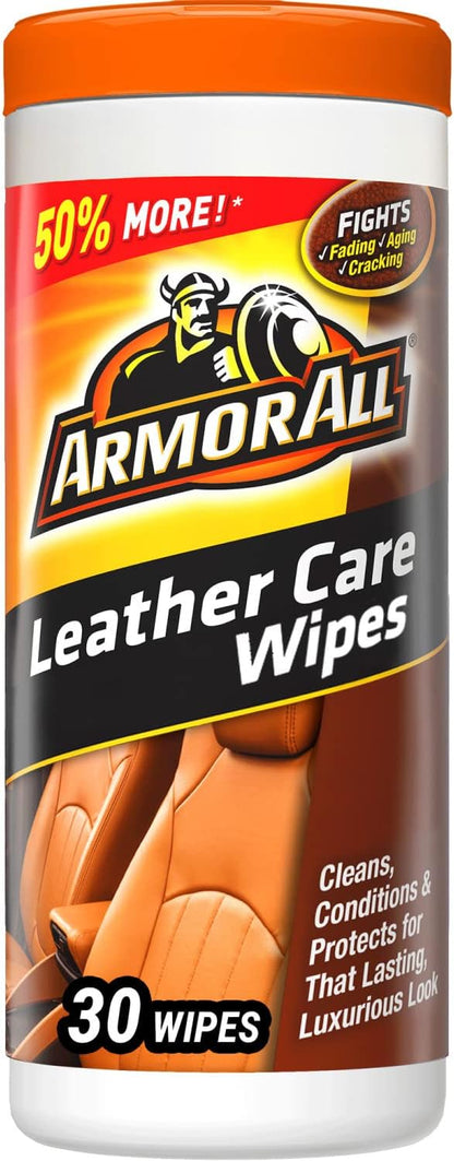Armor All Car Interior Cleaner Leather Wipes - Cleaning for Cars & Truck & Motorcycle, 20 Count (Pack of 6), 10881