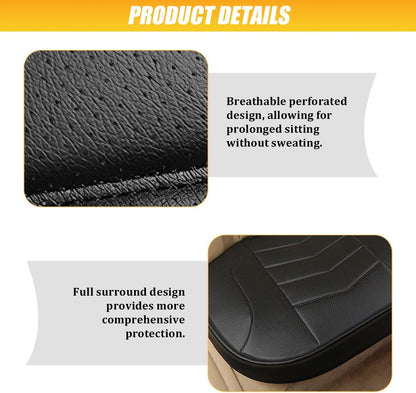 HZEL Car Front Bottom Seat Cover, Breathable Leather Full Wrapped Non-Slip Bottom Driver Seat Cushion with Storage Pocket, Comfortable Auto Interior Chair Protection Cover, Universal Fit (Coffee)