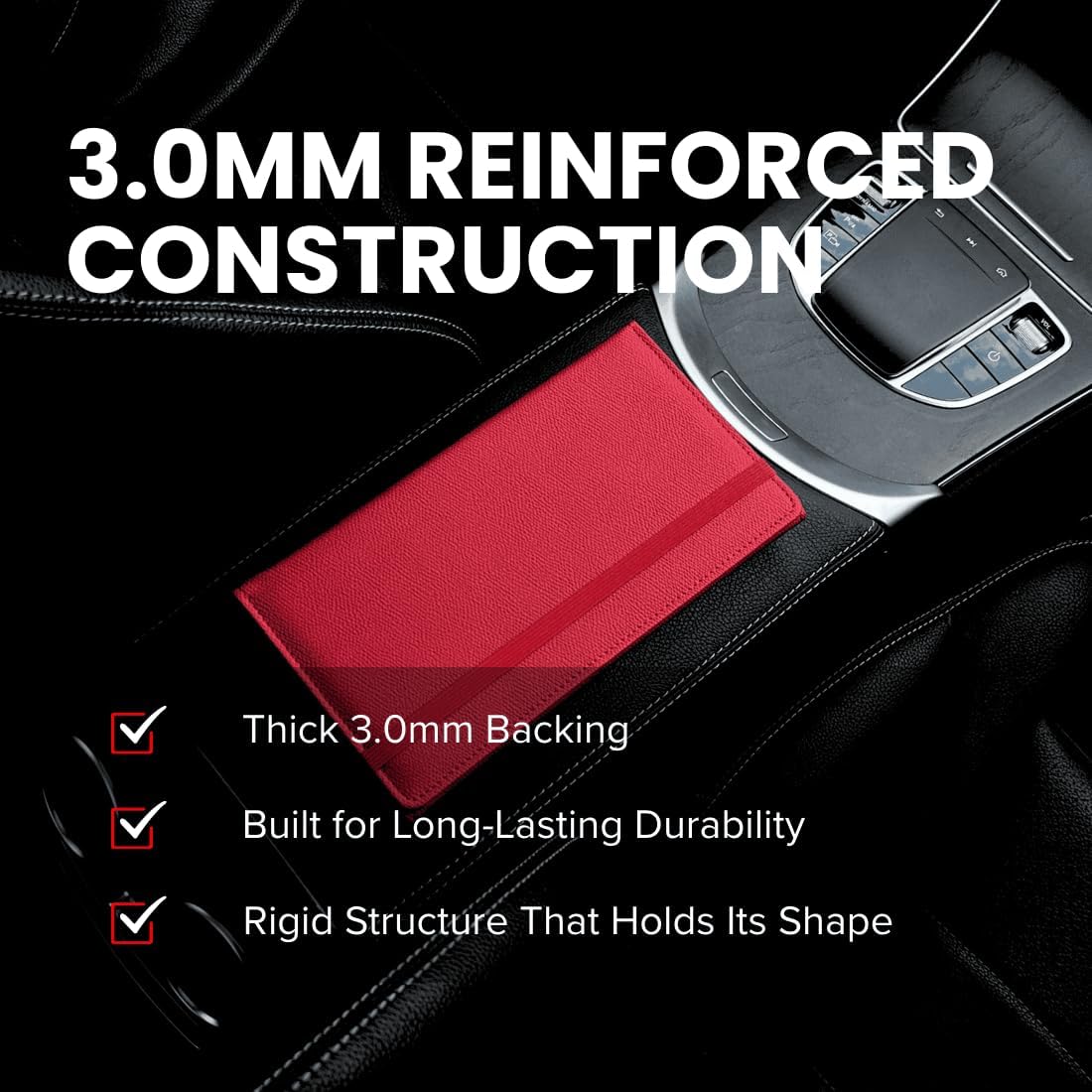 LINTRU Car Registration and Insurance Holder Trifold, Oversized Fit with Reinforced Construction, Matte PU Leather Vehicle Glove Box Organizer for Documents, Car Accessories for Men and Women