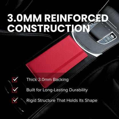 LINTRU Car Registration and Insurance Holder Trifold, Oversized Fit with Reinforced Construction, Matte PU Leather Vehicle Glove Box Organizer for Documents, Car Accessories for Men and Women