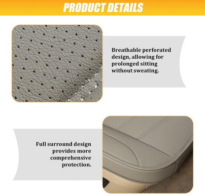 HZEL Car Front Bottom Seat Cover, Breathable Leather Full Wrapped Non-Slip Bottom Driver Seat Cushion with Storage Pocket, Comfortable Auto Interior Chair Protection Cover, Universal Fit (Coffee)