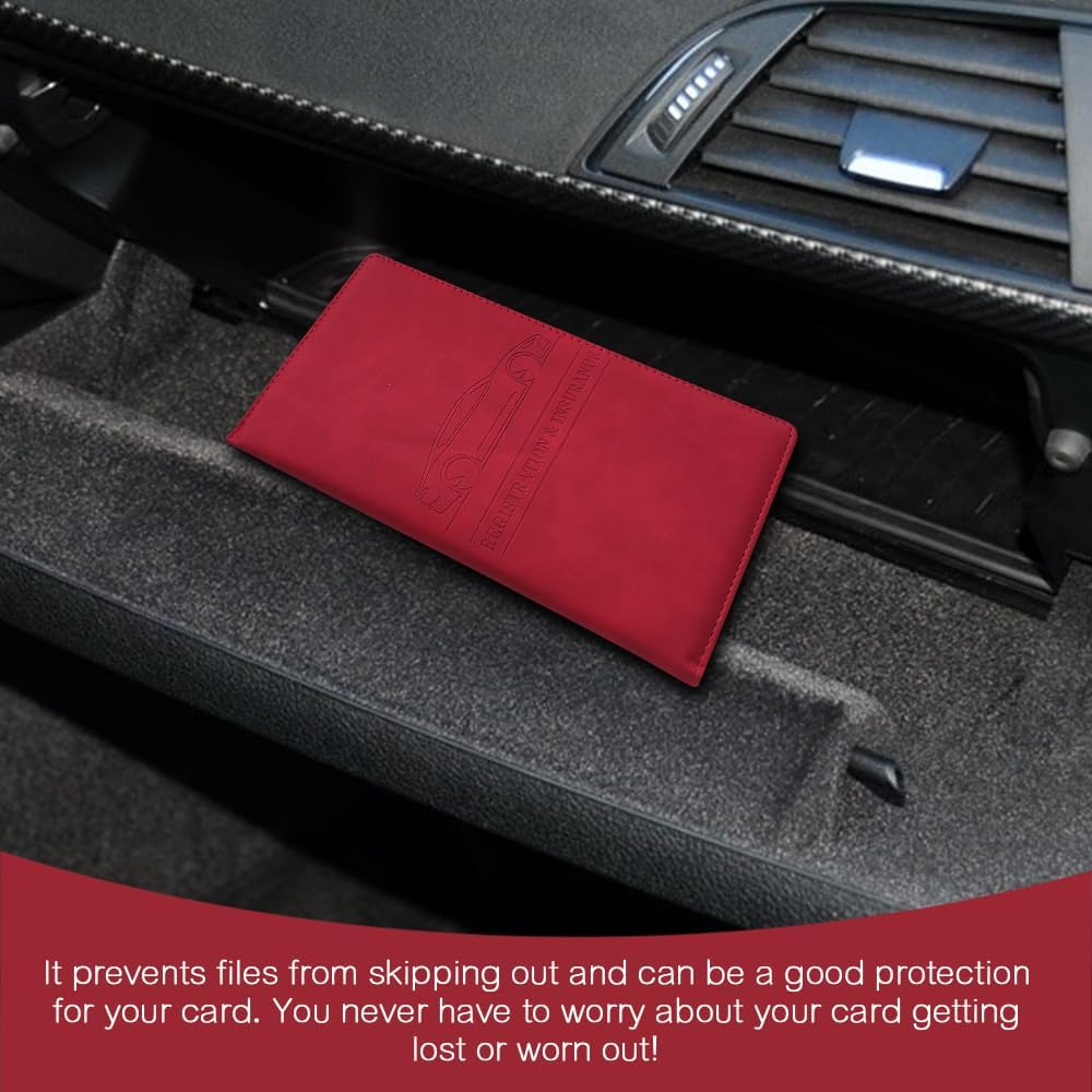 Car Registration and Insurance Holder, Registration and Insurance Card Holder, Auto Glove Box Organizer with Magnetic Shut, PU Leather Automobile Documents Wallet for Cards (Dark Green)