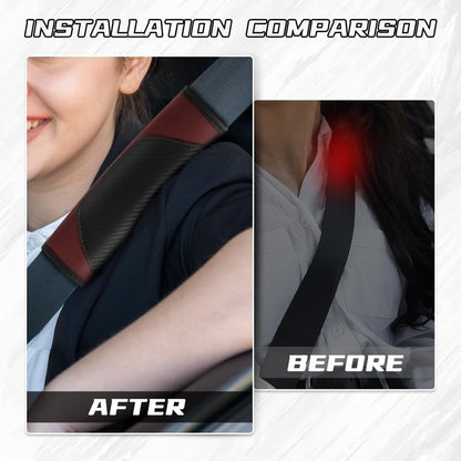 2PCS Car Seat Belt Cover Pad, Soft Carbon Fiber Leather Seatbelt Shoulder Protector for a More Comfortable Driving, Universal Safety Belt Strap Cover to Protect Your Neck (Blue)