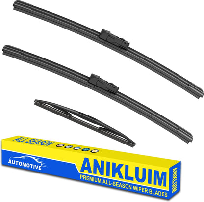 ANIKLUIM® 28"+28" Wiper Blades with 16" Rear Wiper Blade Set Replacement for 1996-2007 Caravan Town & Country Windshield Wipers Original Factory Quality (Pack of 3) - Colors A