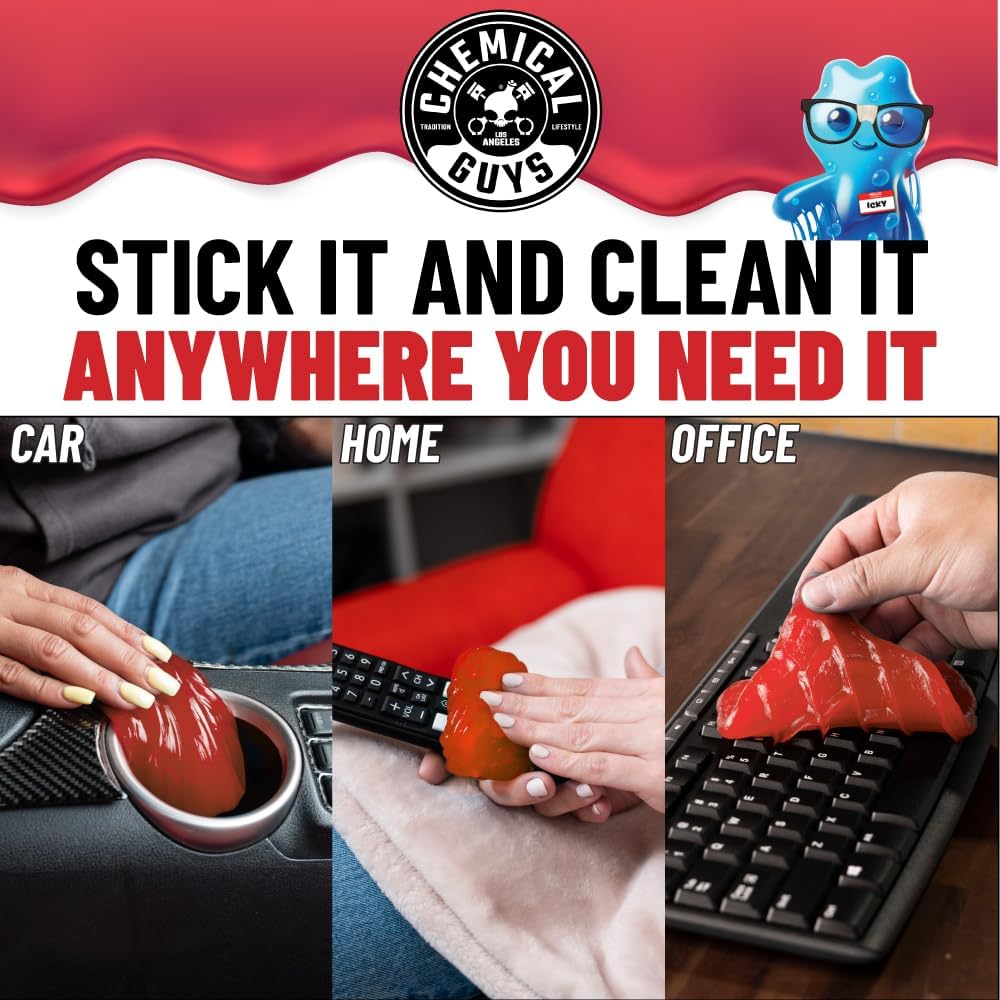 Chemical Guys Sticky Icky Car Cleaning Gel, Green Apple & Sweet Strawberry Scent - Detailing Kit, Car Dust Crevice Cleaner, Slime Auto Air Vent, Cleaning Putty For Keyboard Cleaner (2 Pack) - CJK1002