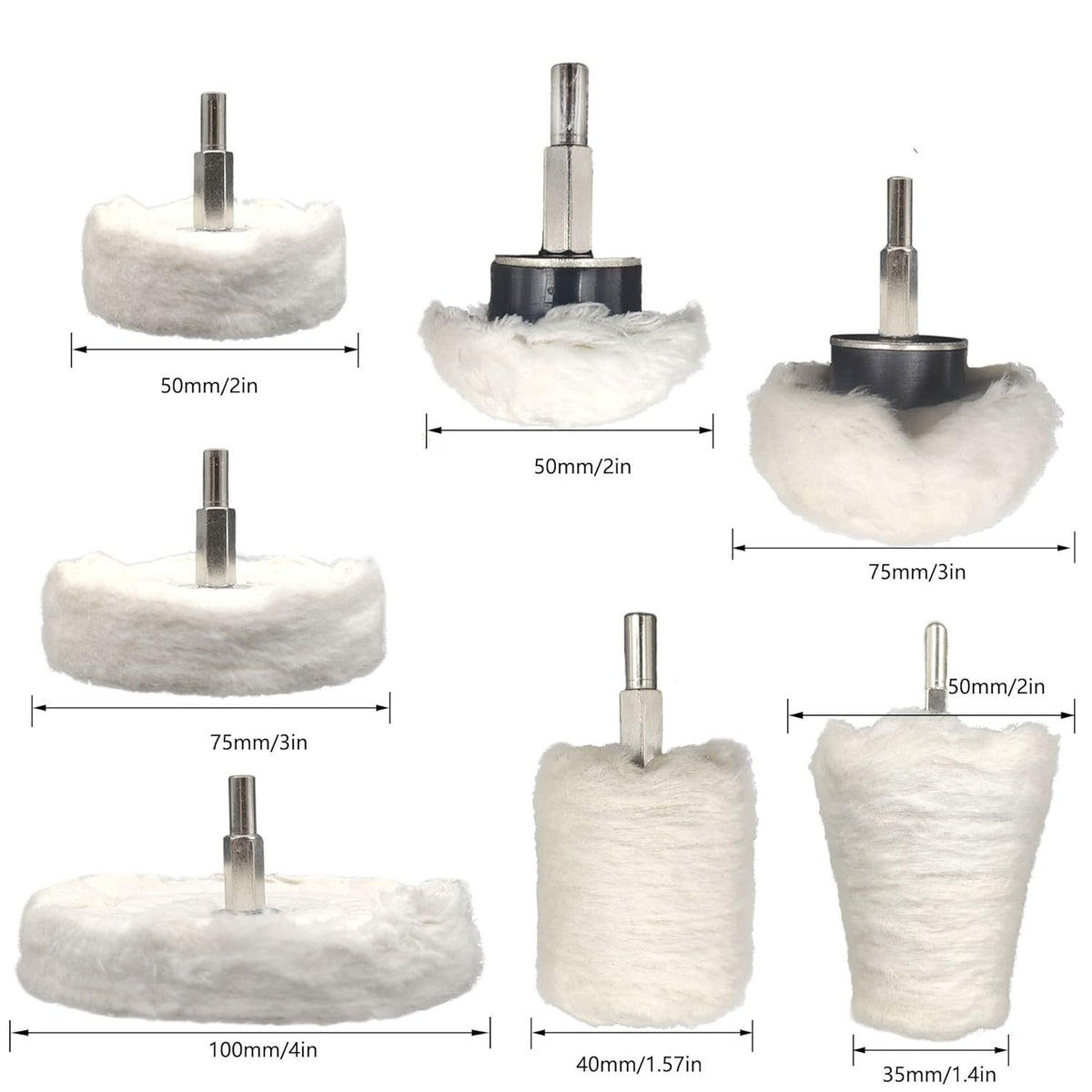 6 pcs Buffing Wheel for Drill,Buffing Pad Polishing Wheel Kits,Wheel Shaped Polishing Tool for Metal Aluminum,Stainless Steel,Chrome,Jewelry,Wood,Plastic,Ceramic,Glass,etc