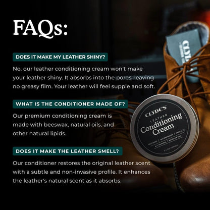 Clyde's™ Leather Conditioning Cream | All Natural, Non Toxic Formula | Restore & Repair Sofas, Car Seats, Shoes and More
