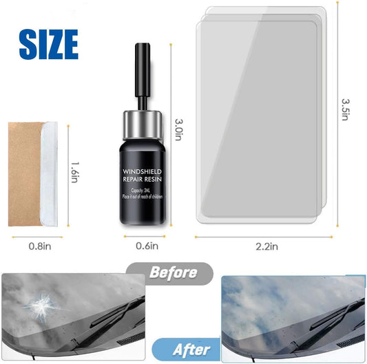 Windshield Crack Repair Kit, 2 Bottles Nano Glass Crack Repair Liquid Quick Windshield Repair for Chips and Cracks-deep Dark