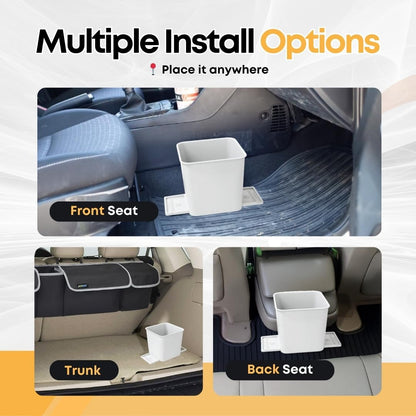 Car Trash Can for Vehicles Leakproof Compact Garbage Bin w/Stability Flap, Anti-Slip Base, Portable Trash Holder for Cars, Trucks, SUVs, Minivans (Black, Large)