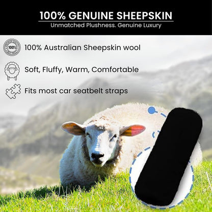 Andalus Brands 2 Pack Genuine Merino Wool Sheepskin Seat Belt Cover – Soft Shoulder Pad, Neck Cushion Protector – Authentic Car Accessories (Pearl)