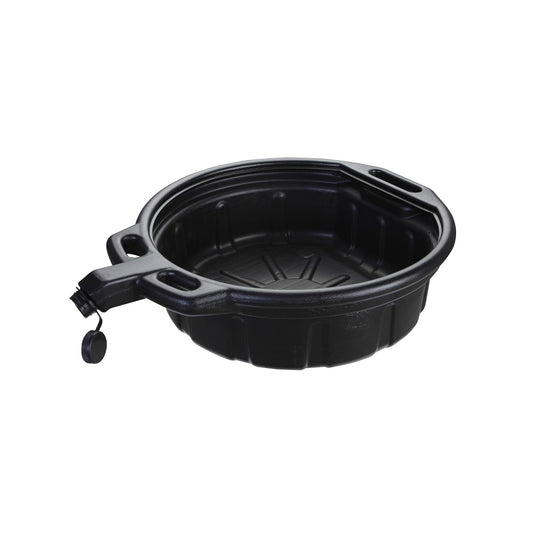Groz 15 Quart Oil Drain Pan with Wheels & O-Ring Seal - 8" Wide Opening, Catch Basket, Leak-Proof Spout for Trucks, Cars, Fleet Maintenance (41966)