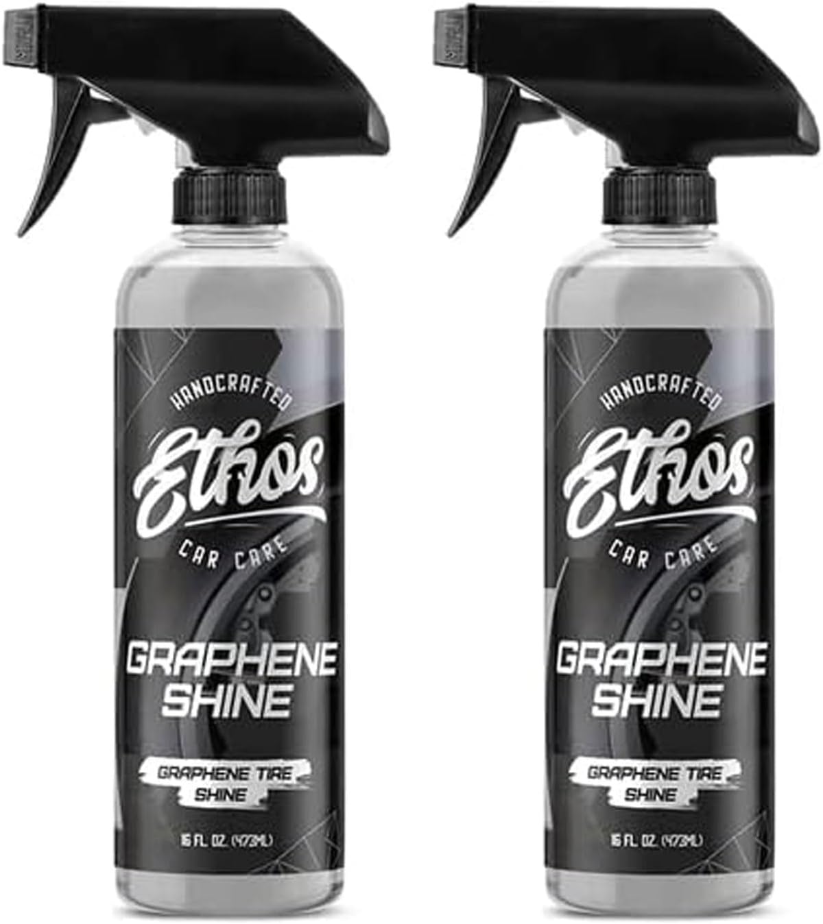 Ethos Graphene Shine - Trim & Tire Shine Spray, High Sheen, Non Greasy, Sling Free Finish! Conditions and Protects Rubber with UV Protection (16 Oz)