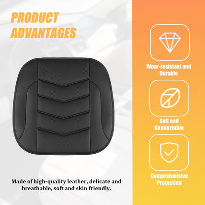 HZEL Car Front Bottom Seat Cover, Breathable Leather Full Wrapped Non-Slip Bottom Driver Seat Cushion with Storage Pocket, Comfortable Auto Interior Chair Protection Cover, Universal Fit (Coffee)