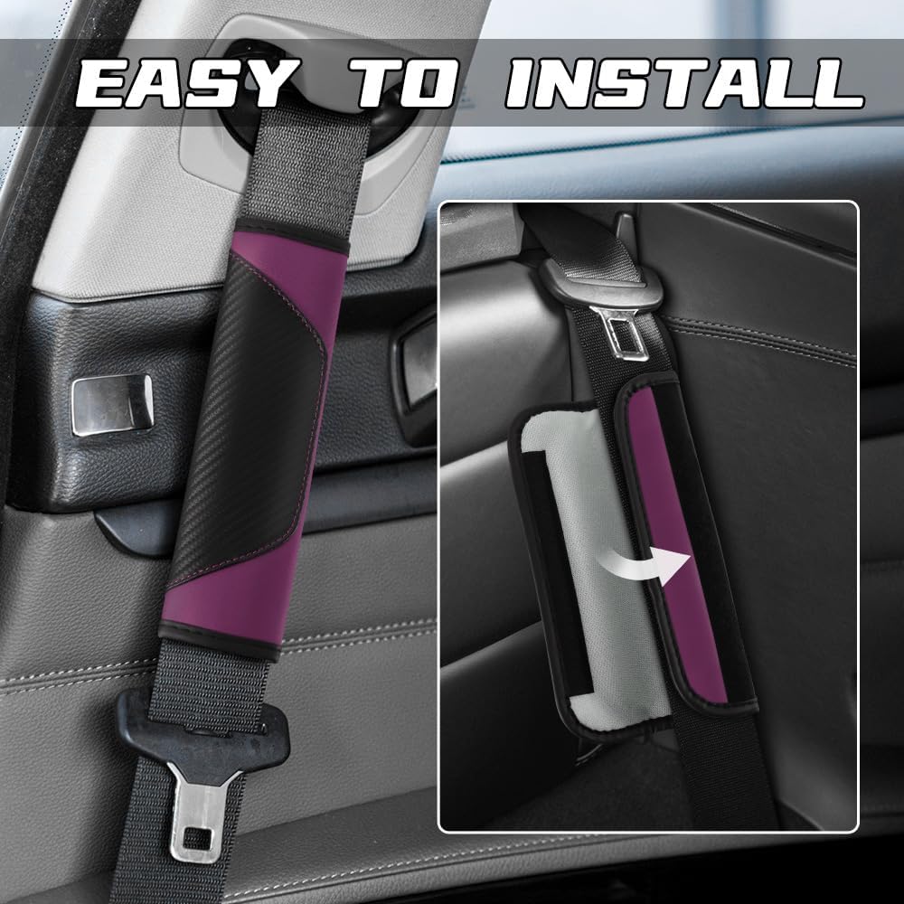 2PCS Car Seat Belt Cover Pad, Soft Carbon Fiber Leather Seatbelt Shoulder Protector for a More Comfortable Driving, Universal Safety Belt Strap Cover to Protect Your Neck (Blue)