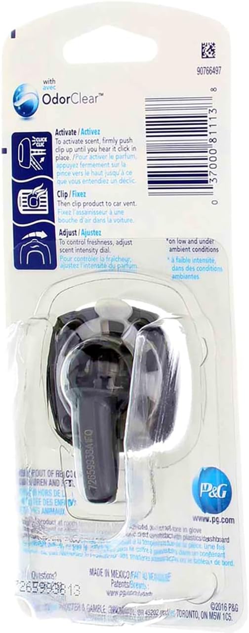 Febreze Car Air Freshener Vent Clip Platinum Ice Scent, .07 oz. Car Vent Clip, Pack of 4