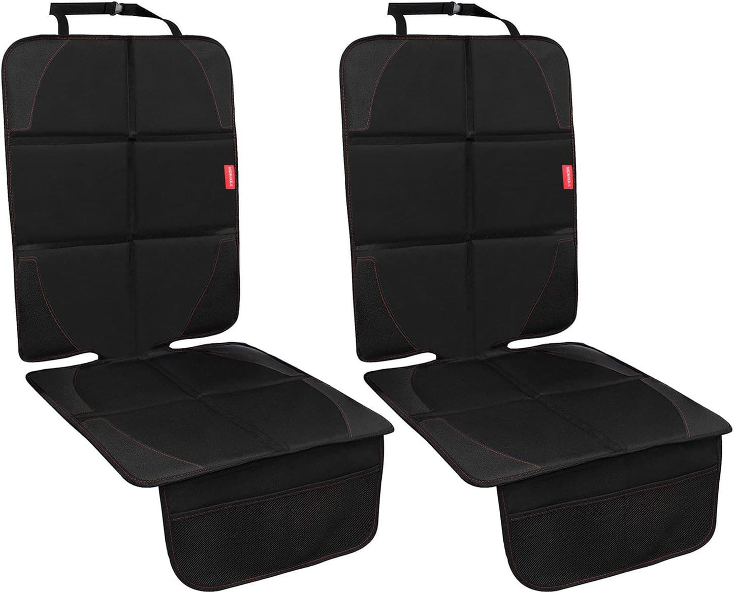 MORROLS Car Seat Protector, 2 Pack Carseat Protector with Thick Padding, Baby/Pets for Child Car Seat-Mesh Pockets-Waterproof-Universal Size(Black)